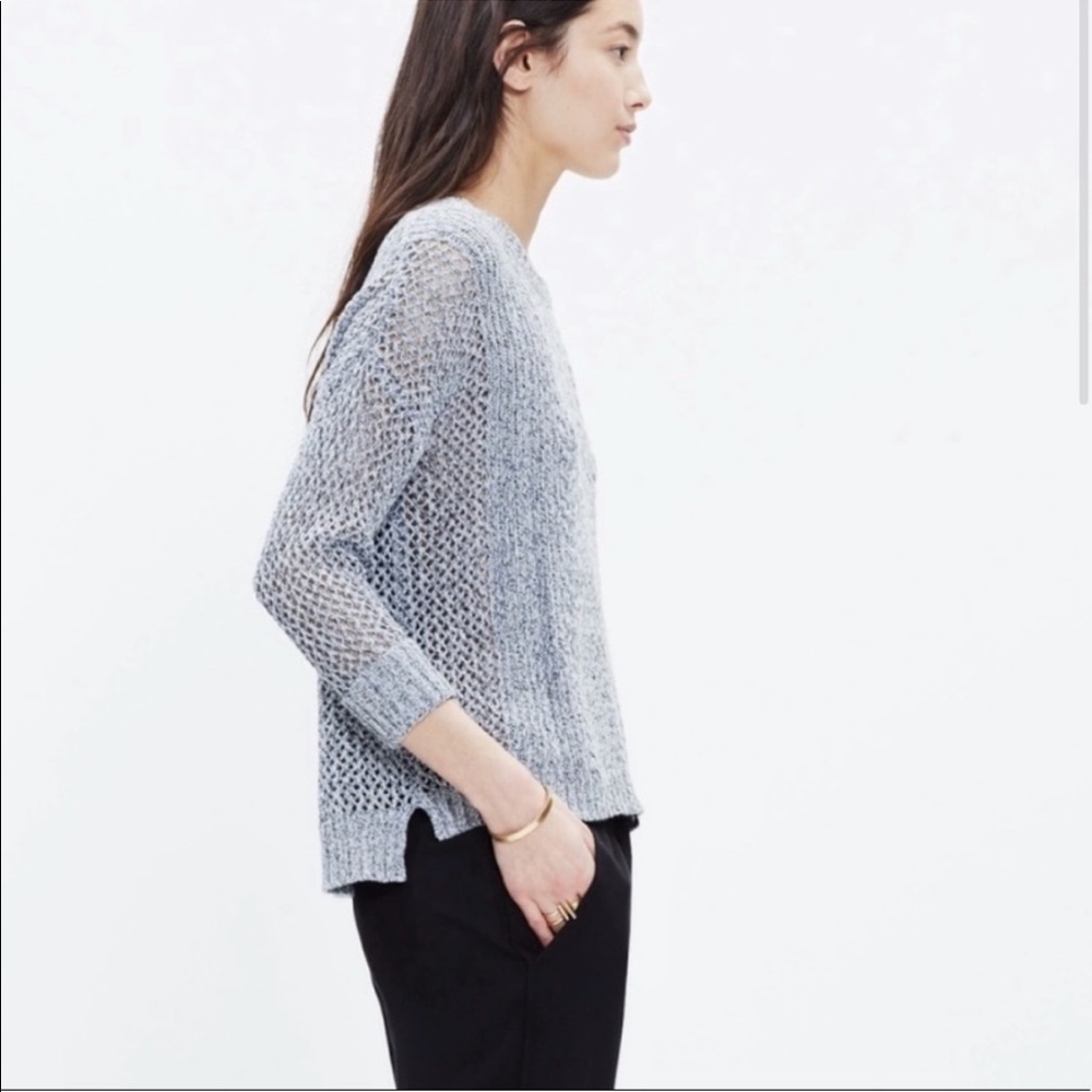 Madewell Grey Long Sleeve Marled Plaza Pullover - Picture 3 of 9
